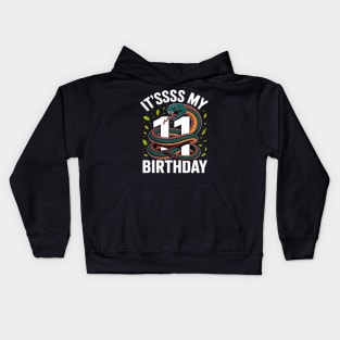 11 Year Old Snake 11th Birthday Party Boa Python Reptile Kids Hoodie
